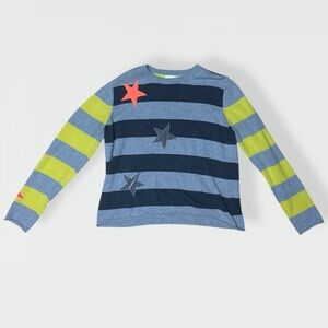 Lisa Todd Small Striped Cashmere Blend Sweater Star Patch Quiet Luxury Artsy